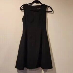 Banana Republic sz 0 Petite Fit & Flare Dress black lined sleeveless NWT